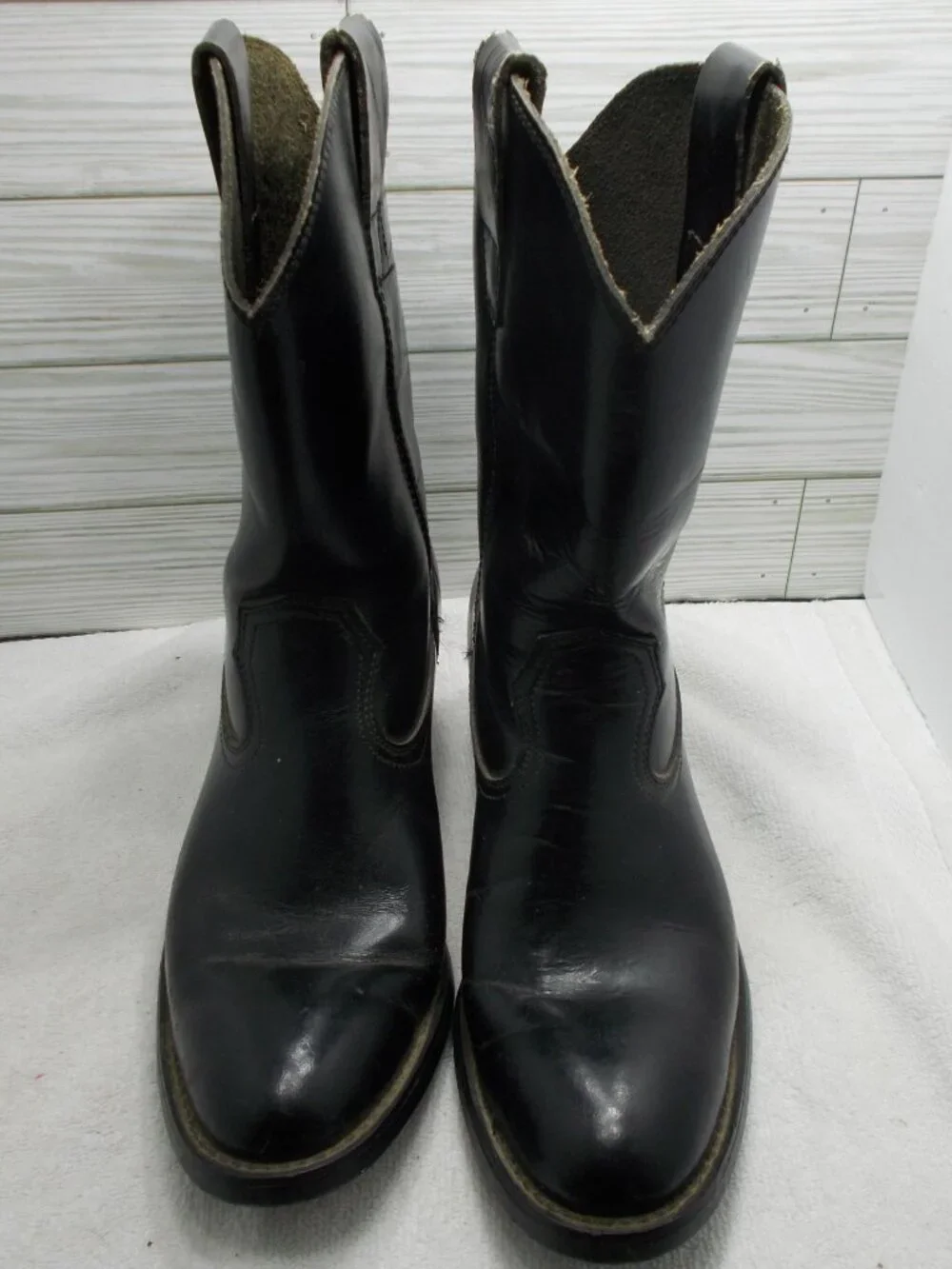 Texas Steer Men’s 8 Leather Western Boots Oil & Chemical Resistant Pull On